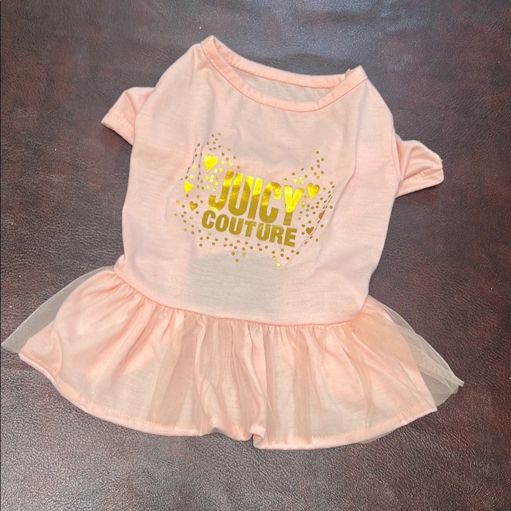 Juicy Couture Dog dress in Pink and Gold with Ruffled Elegance, M
